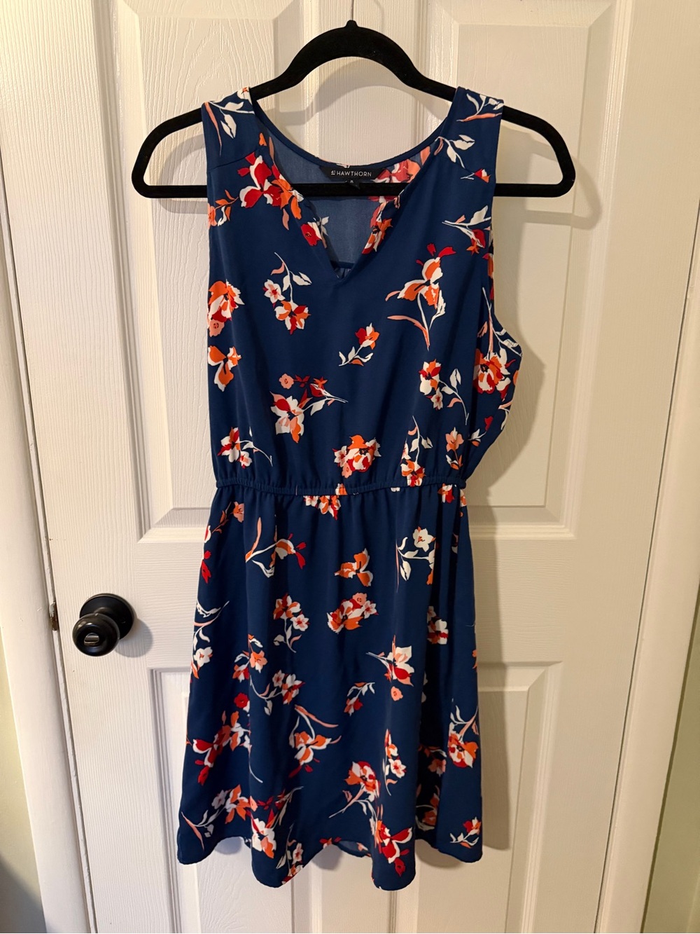 41 Hawthorn Floral Navy Sleeveless A-Line Dress sz Medium